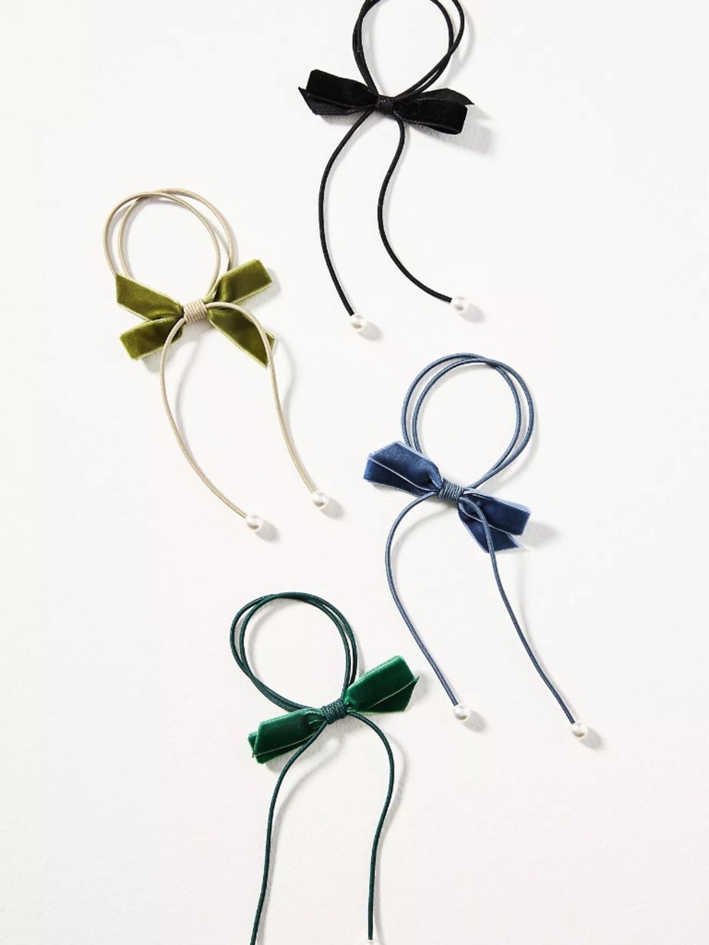 Anthropologie Velvet Bow Hair Ties-Set of 4